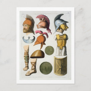 Roman military equipment, from 'Le Costume Ancien Postcard