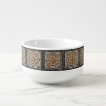 Roman Mosaic Small Geometric Pattern Soup Mug