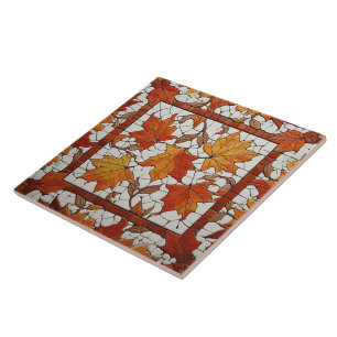 Roman Mosaic Style Leaves Ceramic Tile
