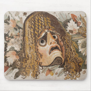 Roman mosaic, with mask, leaves and fruit mouse mat