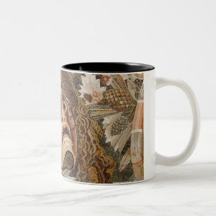 Roman mosaic, with mask, leaves and fruit Two-Tone coffee mug