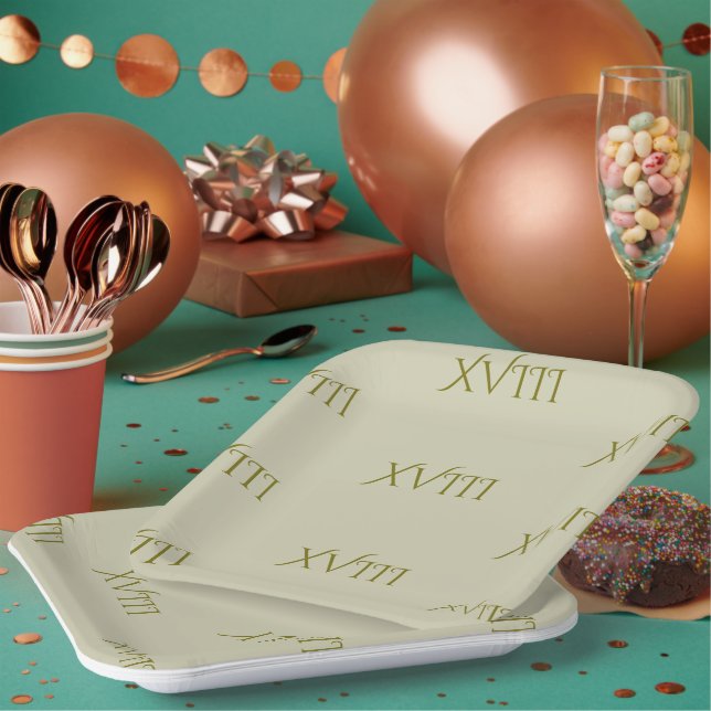 Roman Numeral 18th Birthday Paper Plate (Multi)