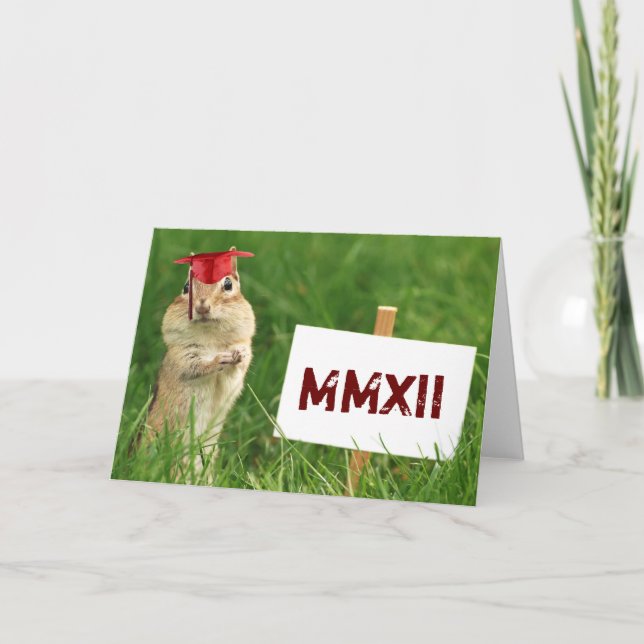 Roman Numeral 2012 Chipmunk Graduate Greeting Card (Front)