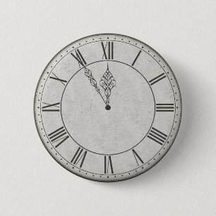 Roman Numeral Clock Face B&W 6 Cm Round Badge