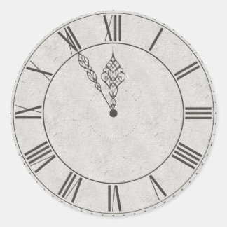 Roman Numeral Clock Face B&W Classic Round Sticker