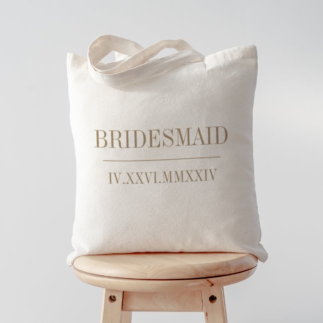 Roman Numeral Date Bridesmaid Bridal Party Tote Bag (Creator Uploaded)