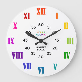 Roman Numeral Rainbow Learn to Tell Time Classroom Large Clock