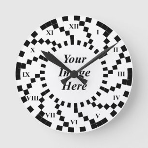 Roman Numeral Spiral Wave by Kenneth Yoncich Round Clock