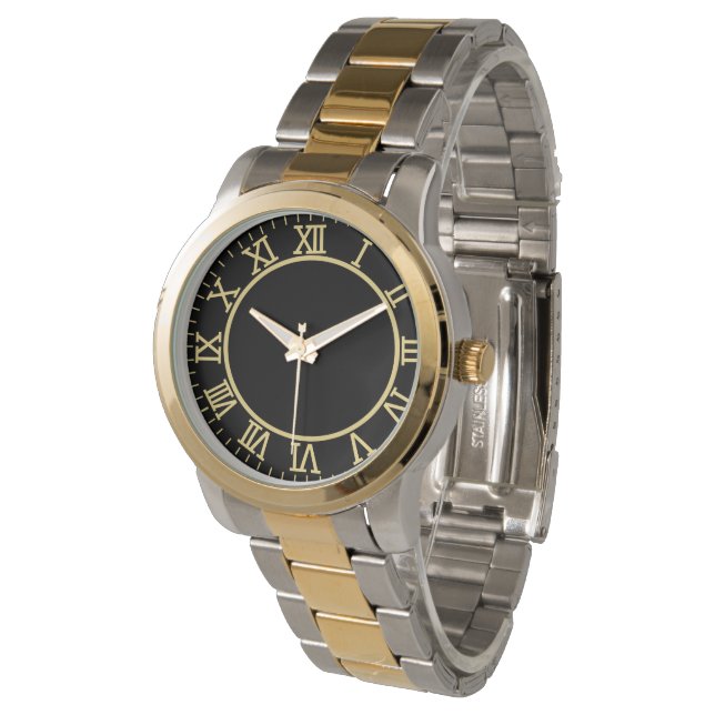  Roman Numeral Two-Tone Gold & Silver  Watch (Angled)