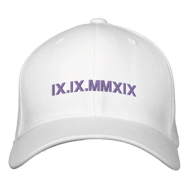 Roman Numerals Anniversary Special Date Modern Embroidered Hat (Front)