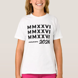 Roman Numerals MMXXVI – 2026 Black Modern Typograp T-Shirt