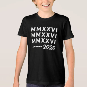 Roman Numerals MMXXVI – 2026 White Modern Typograp Tri-Blend Shirt