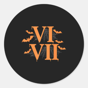 Roman Numerals Vi Vii 67 Meme Gen Alpha Halloween Classic Round Sticker