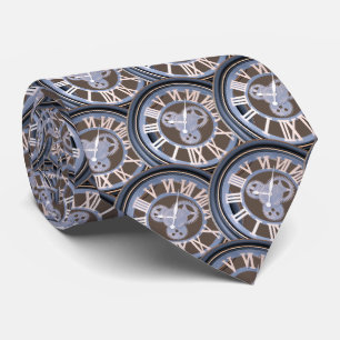 Roman Numerals Vintage Gear Clock Tie