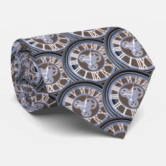 Roman Numerals Vintage Gear Clock Tie