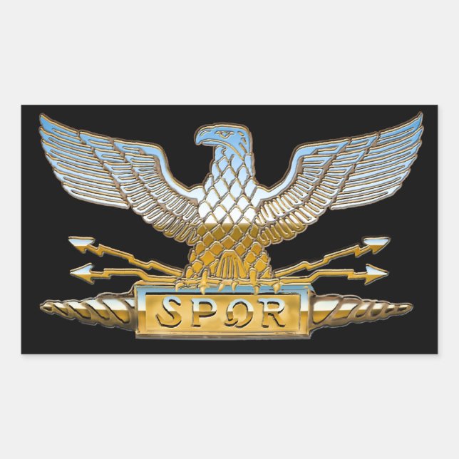 Roman Republican Eagle in Chrome Rectangular Sticker (Front)