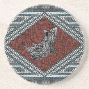 Roman Rhino Mosaic Coaster