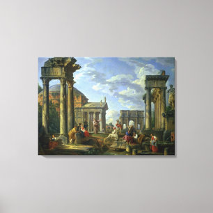 Roman Ruins with a Prophet, 1751 Canvas Print