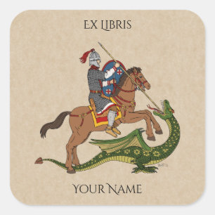 Roman Saint George and the Dragon Bookplate Square Sticker