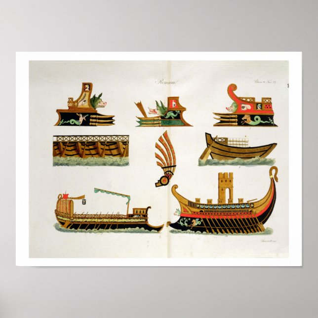 Roman Ships with details of figureheads, plate 23, Poster (Front)