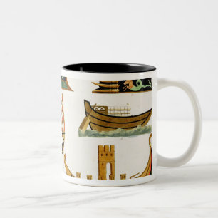 Roman Ships with details of figureheads, plate 23, Two-Tone Coffee Mug