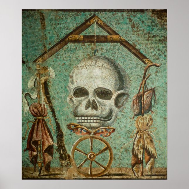 Roman skull mosaic art poster by S. Ambrose (Front)