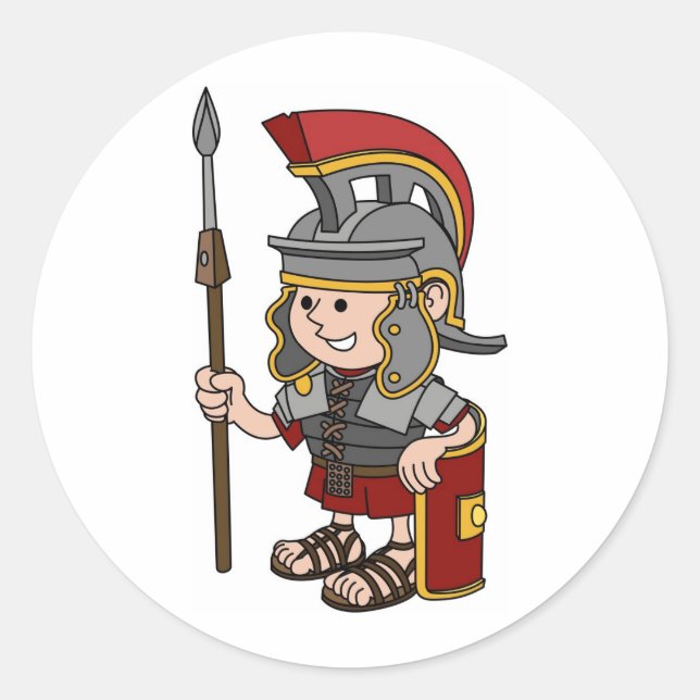 Roman soldier classic round sticker (Front)
