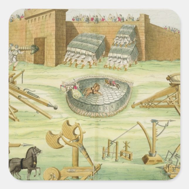 Roman Soldiers Besieging a Town, plate 23B, class Square Sticker (Front)