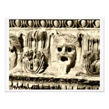 Roman Stone Carved Drama Faces Photo Print