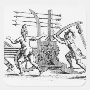 Roman war machine for firing spears square sticker