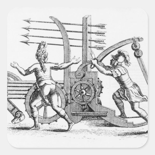 Roman war machine for firing spears square sticker (Front)