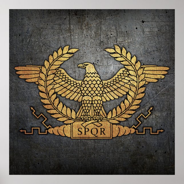 Roman Weathered Gold Eagle on Iron Poster (Front)