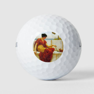 Roman Woman Playing with her Favourite Cat Golf Balls