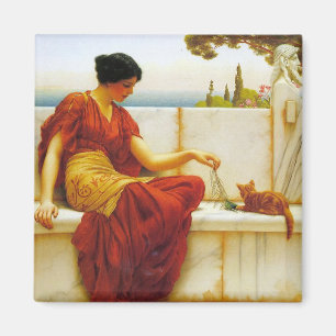 Roman Woman Playing with her Favourite Cat Magnet