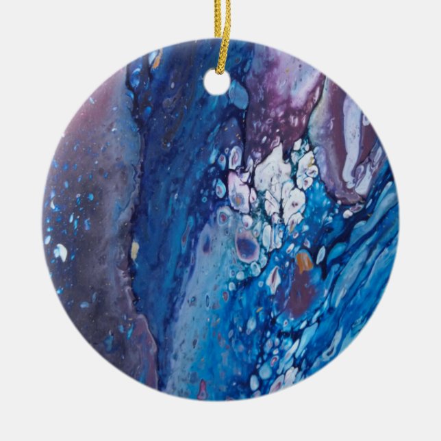 Romance Acrylic Pour Ceramic Tree Decoration (Front)