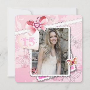 Romance and Butterflies Photo Invitation