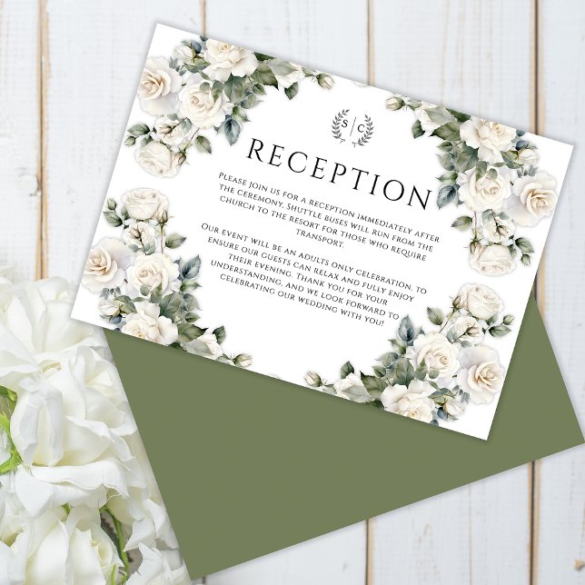 Romance and Roses Garden Wedding Reception Enclosure Card (Creator Uploaded)