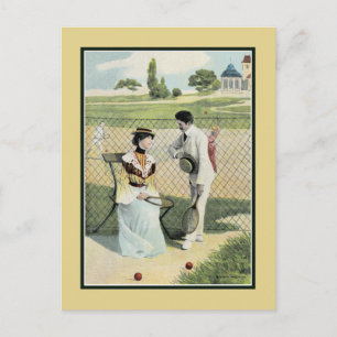 Romance at the tennis court part 1 postcard
