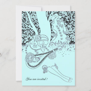 ROMANCE, black and blue Invitation