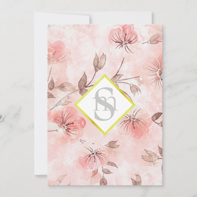 *~ Romance Blush AR26 Flower LOVE QR  RSVP Wedding Invitation (Front)