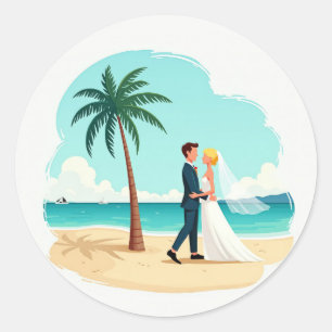 Romance by the Ocean Classic Round Sticker