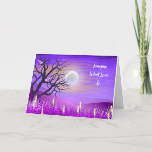 Romance Card with Purple Landscape & Moon
