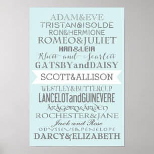 Romance Couples Custom Poster - CHOOSE YOUR COLOR