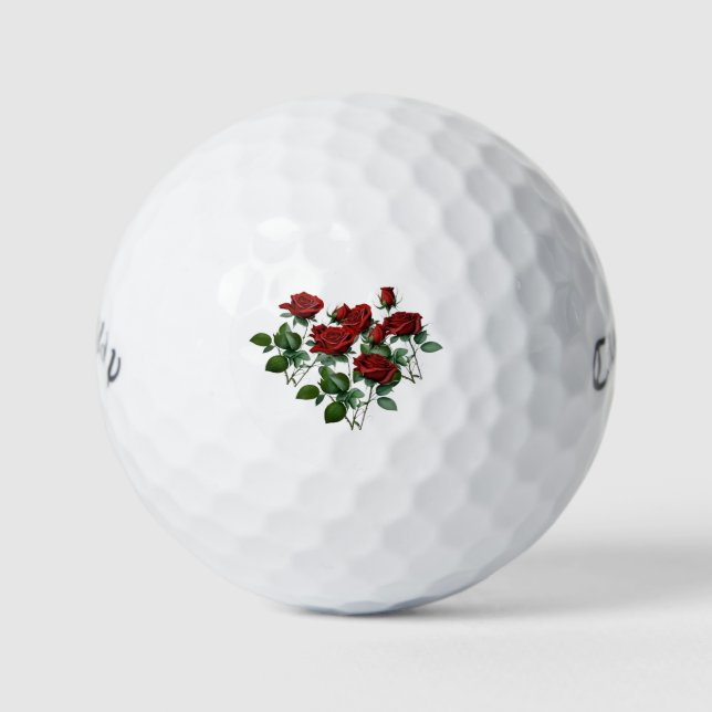 Romance Elegance Pink Blooming Roses  Golf Balls (Front)