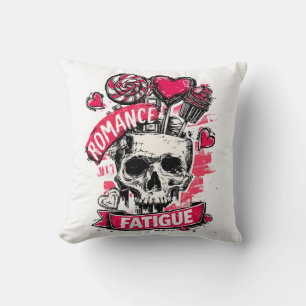 Romance Fatigue Skull with Candy Hearts & Cupcake Cushion