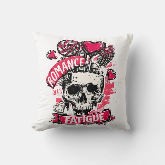 Romance Fatigue Skull with Candy Hearts & Cupcake Cushion (Front)