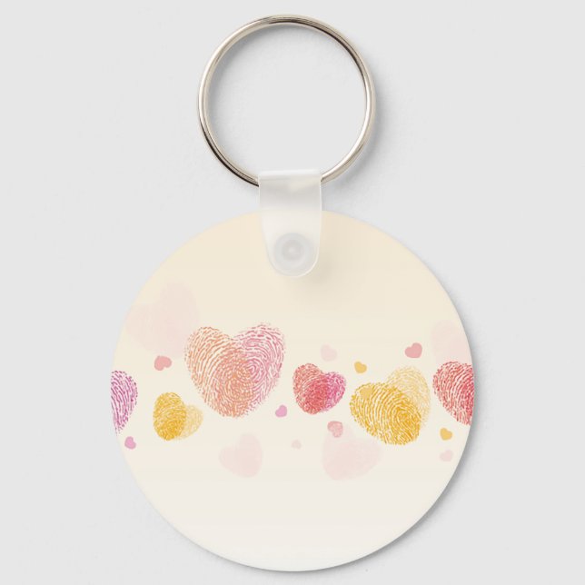 Romance Fingerprint Love Heart Key Ring (Front)