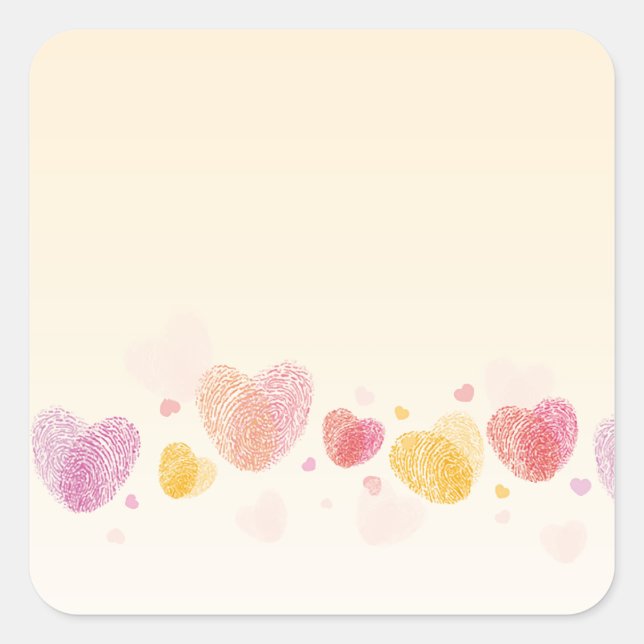 Romance Fingerprint Love Heart Square Sticker (Front)