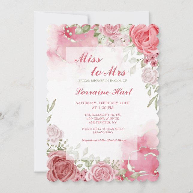 Romance Floral Bridal Shower Invitation (Front)