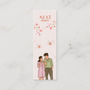 Romance Genre Pink Floral Mini Bookmark  Calling Card
